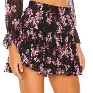 Misa Marion tiered floral mini skirt